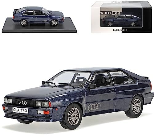 Ixo A*U*D*I Sport Quattro Coupe Blau Grau Metallic 1980-1991 1/24 Whitebox Modell Auto mit individiuellem Wunschkennzeichen