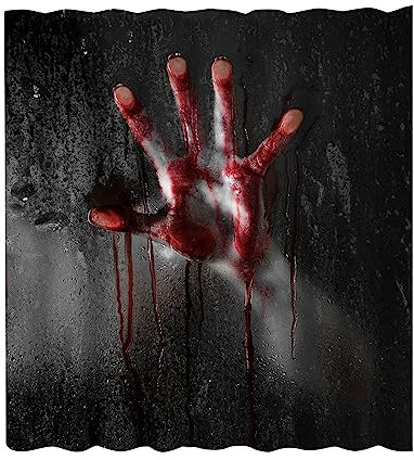 hhsbeauty Halloween-Duschvorhang, Ostern, Hand, Badezimmer, Help Me Fuzzy Silhouette, Heimdekoration, abstrakte Badewanne, Stoff, Badezimmervorhang-Set Klappbarer Wäschekorb Groß (Black, One Size)