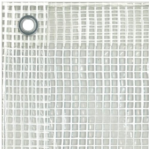 Tenax Cover All Bâche à Oeillets 4,00x6 m Transparente et Grillagée-Blanche, 150 g/m², Bâche de Protection pour Bois, Mobilier de Jardin, Voitures, Piscines, Bâche Imperméable et Indéchirable