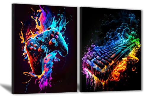 BSZY Get Gamer Wall Decor Game Room Wall Art Gaming Poster Video Game Wall Art Boy Room Poster Gaming Pictures Wall Decor Video Game Artwork for Playroom Boy Bedroom 12x16 inch 2pcs No Frame