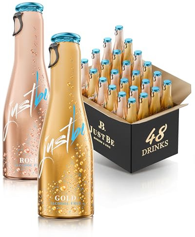 JustBe Gold Alkoholfrei+ Rosé Alkoholfrei | Piccolo frizzante | Alkoholfreier Piccolo (Gold + Rosé, 48 x 0,2l)