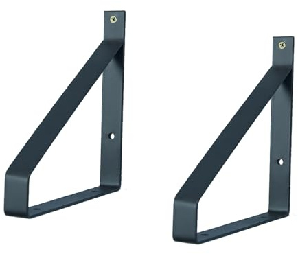 Equerre Etagere Murale Noire,Supports d'étagère Flottants en Fer,Équerre pour Étagère Robuste en Métal,Support d'Angle Brace pour Salon Chambre Bibliothèque,avec Vis,2 Pièces (30cm)
