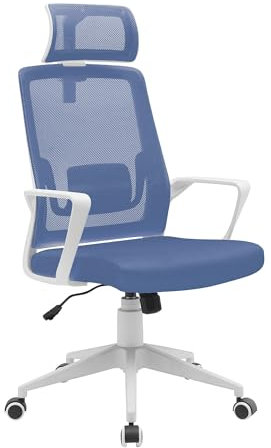 Mars Gaming MGC-ERGOLITE, Silla Gaming Ergonómica, Respaldo Malla Transpirable, Reposacabezas Ajustable y Soporte Lumbar, Altura Regulable y Asiento Acolchado, Pistón Gas Clase 3, Acero, Azul