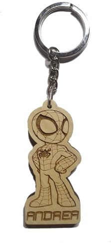 Portachiavi personalizzato in legno uomo - ragno - spider - perfetto per lo zaino - personalizzazlo col tuo nome - Decorazione Bomboniera personalizzata - gadgets per festa a tema
