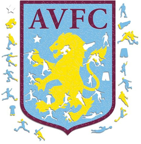 Iconic Puzzles, Aston Villa Crest, 100% eco-sustainable wooden puzzle with official license, size M, 270 pieces
