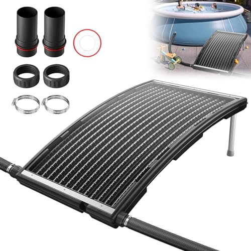 LZQ Riscaldamento solare per piscina con pannello solare, connettore per riscaldamento a energia solare, diametro 50 mm, per acqua calda, piscina, doccia da giardino, 111,5 x 65 x 6,5 cm, colore nero,