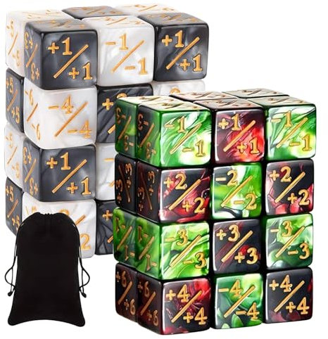 Vueinrg 48 Pezzi Contatori D6 Token di Fedeltà con Sacchetti Contatore Compatibile con MTG, CCG, Accessorio per Giochi di Carte