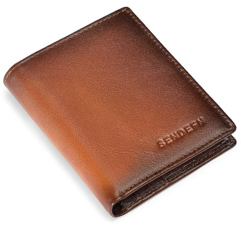 SENDEFN Portefeuille Homme Cuir | Porte-Monnaie avec Double Compartiment à Billets | 8 Porte Carte Crédit | Porte Carte Bancaire | Portefeuille pour Cartes avec Blocage RFID