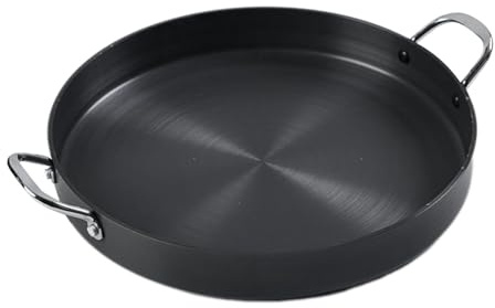 Fuerdich Universal Gusseisen Grillpfanne, Groß Rund Gusspfanne Multifunktional Servierpfanne Quadratisches Grillblech Antihaftbeschichtete Grillpfanne (40 cm)
