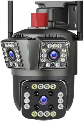 JOLIANE 6K HD IP Camera Three Lens 8X Zoom PTZ Outdoor Security Camera Motion Tracking 4K IP Camera Smart Home CCTV Camera System for Home Security(6K Camera)