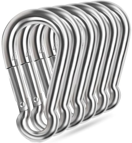 Large Spring Snap Hooks, 304 Stainless Steel Carabiner Clip Heavy Duty Rope Connector Link Buckle 1/2 3/8 Clip for Gym Equipment Hammock Swing (5.5inch(M12)-6Pcs)