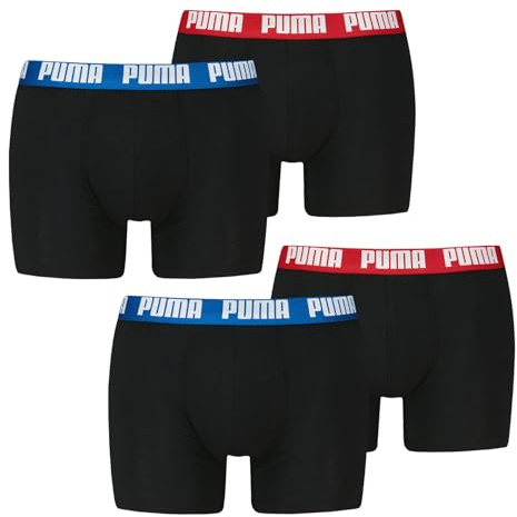PUMA Herren Boxer Boxershorts Shorts Unterhosen Comfort Stretch 4er Pack, Wäschegröße:2XL, Artikel:-008 Black/Blue/red