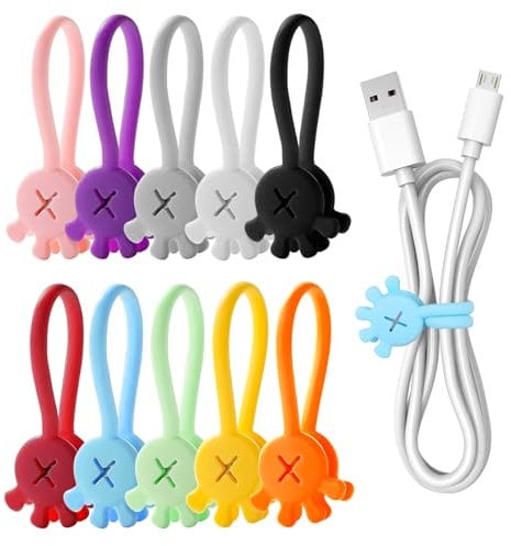 10 Pcs Magnetic Cable Ties, Hand Shape Magnetic Cable Holder, Silicone Magnetic Cable Manager, Magnetic Closing Colorful Reusable Cable Organiser, Compact Portable Cable Oragnizer for Cable Storage