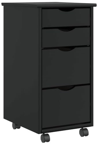 vidaXL Cajonera con Ruedas Moss Madera Maciza de Pino Negro