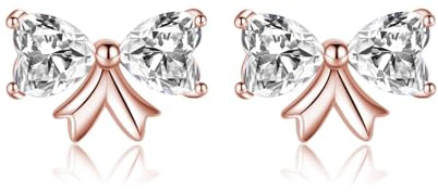 SLUYNZ Sterling Silber CZ Schleife Ohrstecker für Damen Kleine Liebe Schleife Ohrstecker