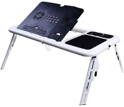 STOBOK Mesa Plegable para Portátil Ventilador De Enfriamiento 0-31 Cm Altura 0-70 Grados Ángulo Plástico Cable USB Plataforma Ratón Diseño Multifuncional