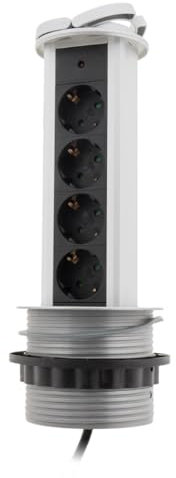 Otio, Multiprise Encastrable 4 Prises Schuko 16A Noir, Bloc Prise Design Compact et Élégant pour Bureau ou Cuisine, Installation Facile, Glissière Verticale, Puissance Max 3680W, Usage Intérieur