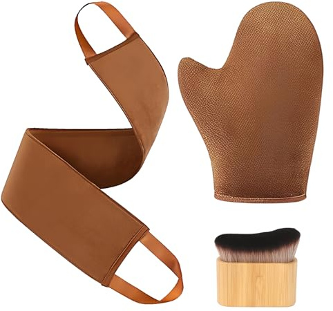 Yamobi 3 Pack Selbstbräuner Handschuh Set Self Tan Handschuhe mit Selbstbräuner Rücken Applikator,Selbstbräuner Pinsel Bräunungshandschuh für Selbstbräuner Tanning