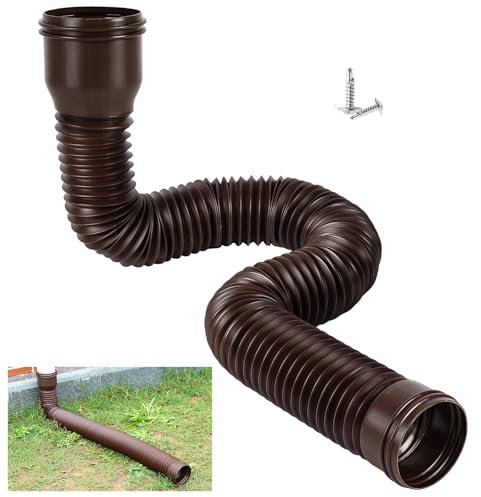 Prolunga Flessibile per Grondaia, Set di Prolunghe Rotonde per Tubo di Scarico da 80/100 mm, Set di Prolunghe per Tubo Pluviale, Estensione da 47 a 150 cm (nero, 2 Pezzi)