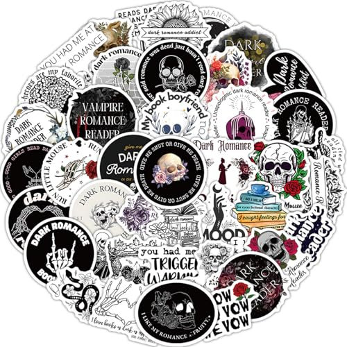 63 Pcs Dark Romance Reader Stickers, Vinyl Waterproof Decorations Stickers, Water Bottles, Laptops, Guitar, Skateboards, Scrapbook Decorations