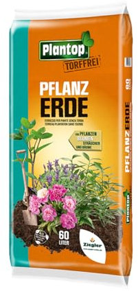 Plantop Pflanzerde torffrei 60 Liter – Universalerde für Beet, Kübel & Gemüseanbau – Mit Kompost, Kokosmark & Profi-Dünger – Kultursubstrat aus nachwachsenden Rohstoffen – 60,0 Liter
