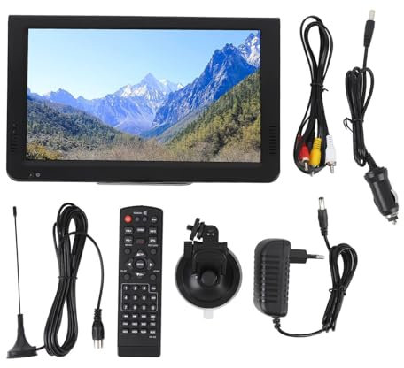 Oreilet TV Digital Portátil de 10 Pulgadas, Pantalla de Color de Color de Color LED, Reproductor de Videos de Televisión Digital con Taza de Succión, Cable de Cargador de Automóviles,