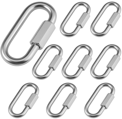 8 Pièces Maillon Rapide Mousqueton à Vis Manille INOX φ6 mm Capacité de Charge 2000 Kg, Mousquetons en Acier Inoxydable Rapide Fixation pour Extérieur, Camping Tentes, Randonnée