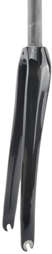 HTDRE Carbon Fiber Rigid Fork 1-1/8'' Straight Tube 700C Road Bike Fork Quick Release 100mm C Brake Front Fork(Color:Glossy Black A)