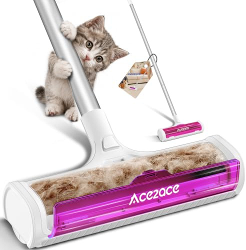 ACE2ACE Carpet Rake for Pet Hair Remover Tool,1.5 Feet Lint Rollers | Reusable Cat Dog Hair Remover Carpet Scraper for Clothes Rugs, Mats