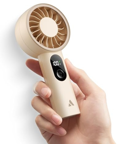 Aecooly Mighty Portable Fan, Powerful Handheld Fan, USB Rechargeable [10H Max Cooling Time], Mini Personal Battery Powered, Pocket for Travel, Summer, Gifts for Women, Girls -Beige