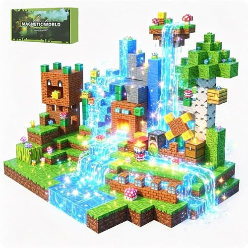 MEESHEEP Magnetische Bausteine, 128 Teile Magnetbausteine | Magnetspielzeug, Magnetisches Bausteine Blöcke für Kinder ab 3 4 5 6 7, Magnetspiel Kinderspielzeug für Jungen und Mädchen