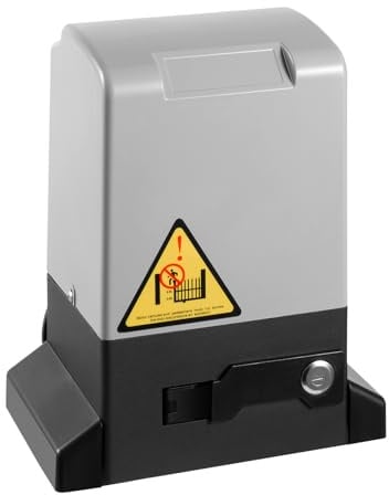 Accionamiento de puerta corredera, 750 W, abridor de puerta corredera con 2 mandos a distancia, cierre automático, 12 m/min, peso máximo de la puerta 1600 kg, para puertas correderas de acero