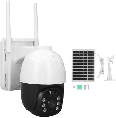 Fafeicy 3MP Solarüberwachungskamera, Outdoor 355 ° PTZ WiFi -Überwachungskamera mit Menschlicher Erkennung 10800mAh Batterie für Nachtsicht nach Hause Zwei Wege Audio