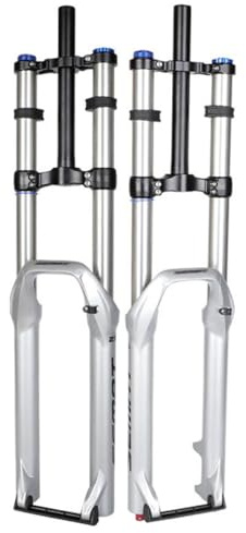 HWEVDHJ DH 26/27.5/29 Downhill Forcella Ammortizzata per Mountain Bike Tubo Dritto 1-1/8 Forchetta Ad Aria Freno A Disco Forcellas A Doppia Spalla Corsa 180mm QR 9 * 100mm per XC/AM/MTB(27.5inch)