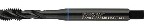 Bohrcraft 41540300800 Maschinengewindebohrer 35º DIN371 M8 verstärkter Schaft Masch-Gewindebohrer Blauring DIN 371 HSS-E VAP M 8 Form C/RSP 35 Split-Pack, silber