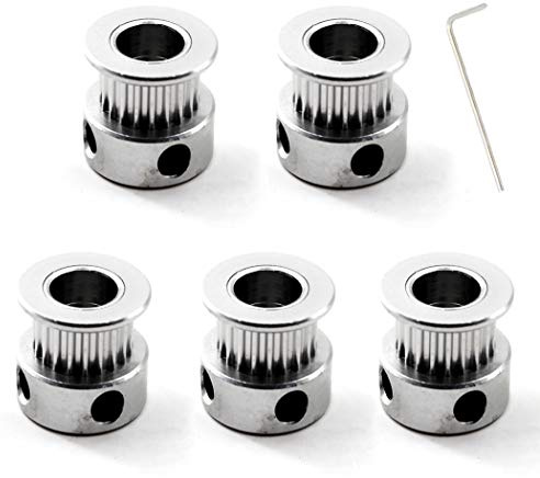 GT2 Aluminum Timing Belt Pulley kit 20 Teeth Bore 8mm and M3 Wrench for 3D Printer 6mm Width Timing Belt (Pack of 5pcs)