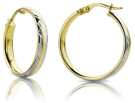 Orovi Ohrringe Damen Bicolor Gelbgold/Weißgold 14 Karat / 585 Gold Creolen