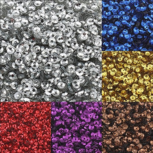 Perlin - 12000 Stk. Pailletten Ø 4mm 10 Farben Set Schüssel gewölbt für DIY Kleidung und Schmuck, Handwerk Metallic Basteln Sequin Bombe