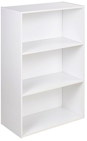 URBNLIVING Wide 3 Tier Wooden White Shelf Bookcase