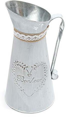 DyNamic Jarra De Hierro Rústico Vintage Country Estilo Jarra Flor Metal Jarrón Planta Olla Decorativa - L