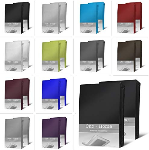 one-home 2er Pack Microfaser Spannbettlaken Spannbetttuch Betttuch mit Rundumgummi Set, Farbe:Schwarz, Maße:90x200 cm - 100x200 cm