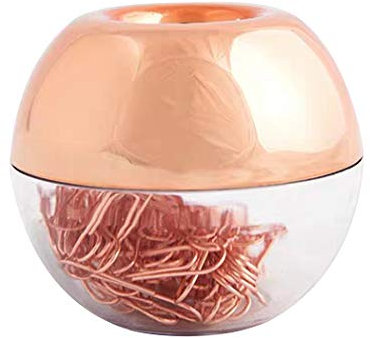 Hillento Rotgoldene Büroklammern in elegantem, magnetischem Marmor-Roségold, 100 Clips pro Box, 28 mm Büroklammern für Bürobedarf, Schreibtisch-Organizer