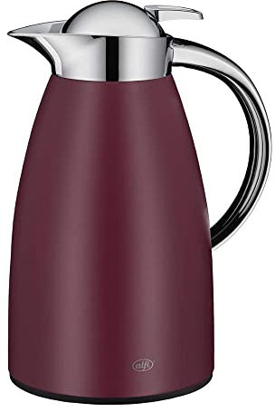alfi Kaffeekanne Signo, Thermoskanne Metall Ruby Red Mat 1L, mit alfiDur Glaseinsatz, 1421.240.100, Isolierkanne hält 12 Stunden heiß, ideal für Kaffee oder Teekanne, Kanne für 8 Tassen