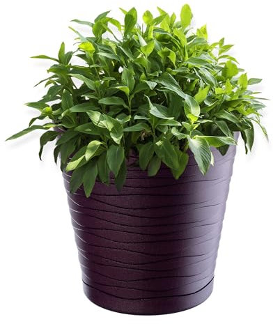 KADAX Blumentopf mit Untersetzer, Pflanzkübel für Innen, Leichter Blumenkübel, Pflanztopf aus Kunststoff, runder Übertopf für Blumen, Pflanzen, Haus, Pflanzgefäß (17cm, Violett)