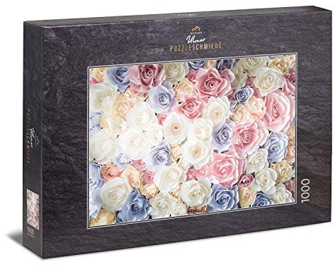 Ulmer Puzzleschmiede - Puzzle Rose Love: Puzzle 1000 pièces - pétales de Roses festives dans Un Design Vintage