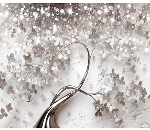 decomonkey Fototapete Blumen Baum 400x280 cm XL Tapete Fototapeten Vlies Tapeten Vliestapete Wandtapete moderne Wandbild Wand Schlafzimmer Wohnzimmer Ornament Abstrakt