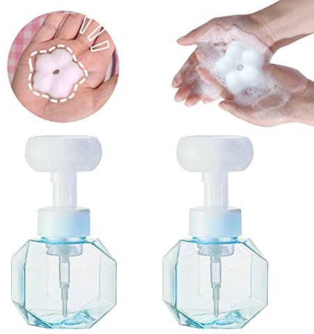 SUPGOMAX Schäumen Seife Dispenser, 2 Stück 300ml Schäumende Seifenspender, Blumenform Seifenspender, Kunststoff Schäumende Seife Flaschen Für Duschgel Gesichtsreiniger Handlotion Shampoo