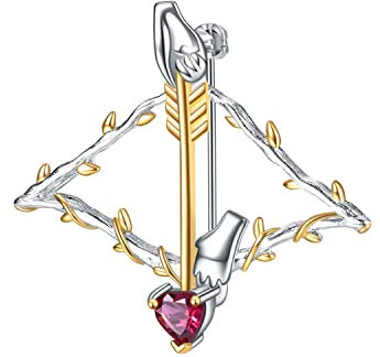 Lover Heart Rhodolite Granat Brosche - GEM'S BEAUTY 925 Sterling Silber Amor Pfeil Brosche Pins 18k Gold Filled Gemstone Broschen und Pins für Damenmode