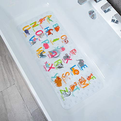 BOPPIE Tapis de Douche antidérapant, Protection Anti-moisissures, Tapis de Bain antidérapant, Tapis de Bain, 90 x 40 cm, Grand Tapis de Bain(Alphabet DWZM)