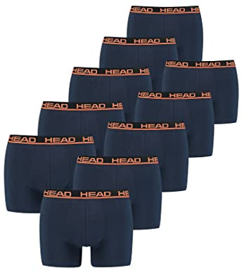 HEAD Herren Men's Basic Boxers Boxer Shorts 10 er Pack, Farbe:003 - Blue/Orange, Bekleidungsgröße:L